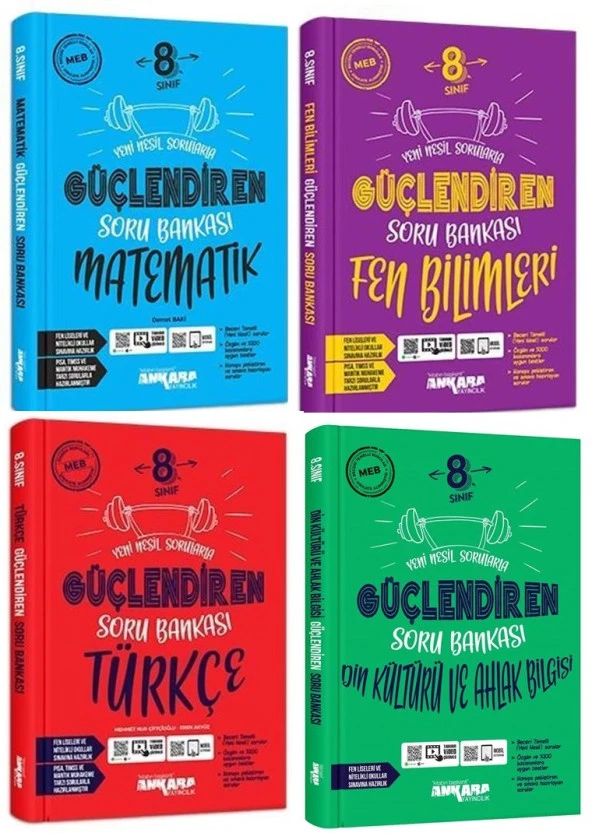 Ankara 2025 8. Sınıf Matematik + Türkçe + Fen + Din Güçlendiren Soru Seti 4 Kitap ürün görseli 1
