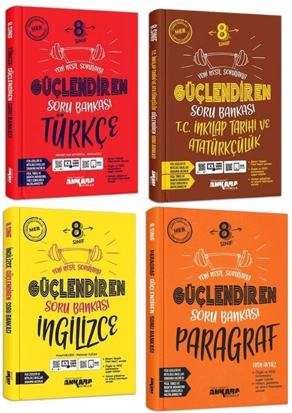Ankara 2025 8. Sınıf İnkılap + Türkçe + İngilizce + Paragraf Soru Seti 4 Kitap ürün görseli 1