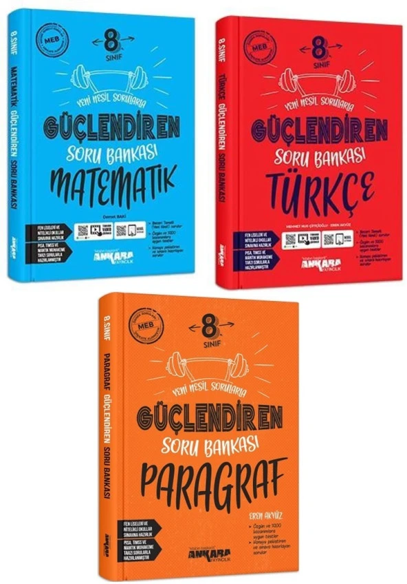 Ankara 2025 8. Sınıf Matematik + Türkçe + Paragraf Güçlendiren Soru Seti 3 Kitap ürün görseli 1