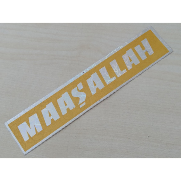 MAŞALLAH STİCKER 17,5x3,5cm SARI MAŞALLAH YAZISI MAŞALLAH ETİKETİ MAŞALLAH ÇIKARTMASI ürün görseli 1