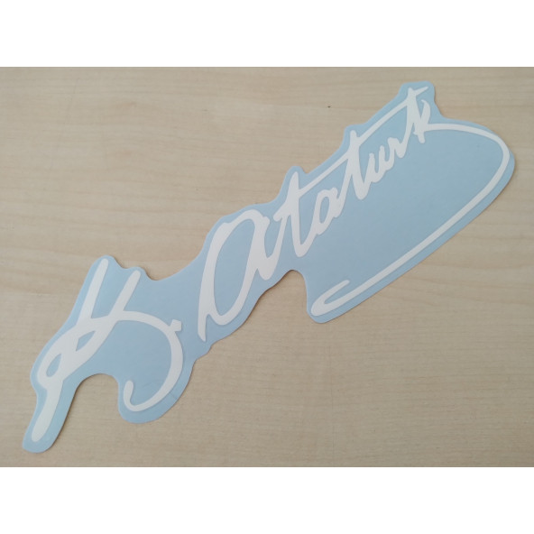 K. ATATÜRK STİCKER Beyaz 22x6cm ATATÜRK İMZASI STİCKER, ATATÜRK ETİKETİ, ATATÜRK ÇIKARTMASI ürün görseli 1