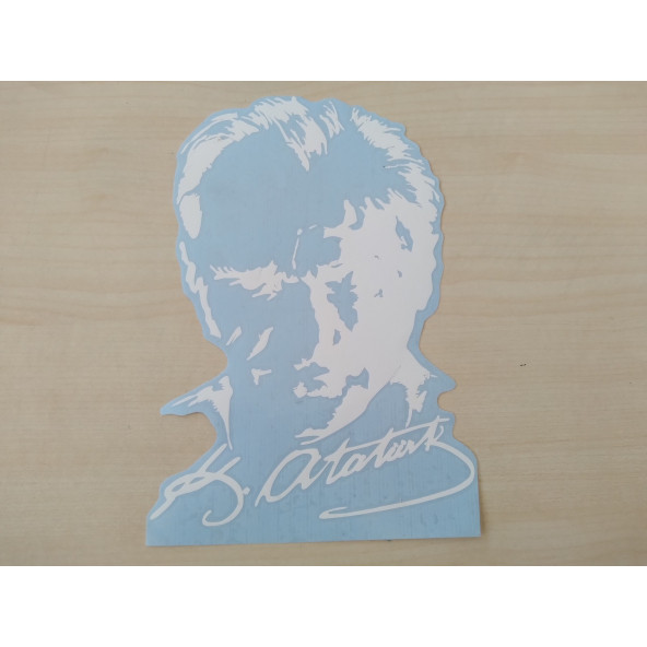 K. ATATÜRK STİCKER Beyaz 19,5x12,5cm ATATÜRK SİLÜETİ STİCKER, ATATÜRK ETİKETİ, ATATÜRK ÇIKARTMASI ürün görseli 1