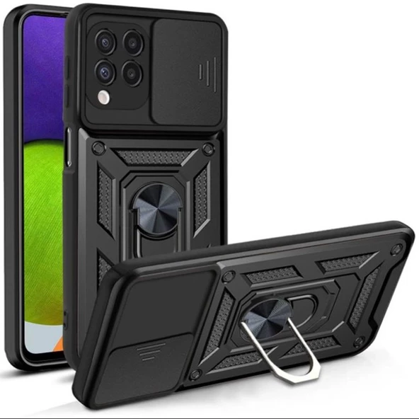Gpack Samsung Galaxy A22 4G Kılıf Tank Aramid Sürgülü Vega YüzüklüNano ürün görseli 1