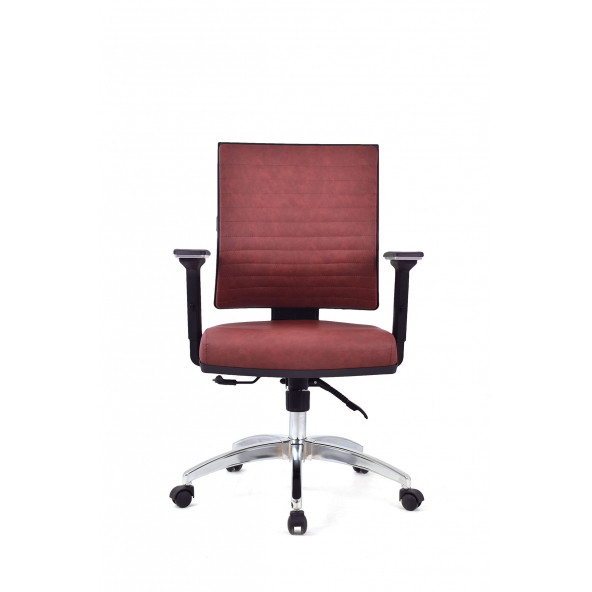Herkese Mobilya Riva Bordo Krom Çalışma Koltuğu Ofis Koltuğu ürün görseli 1