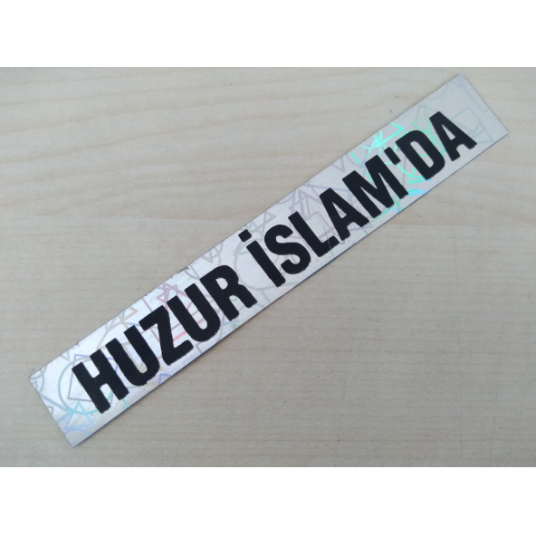 HUZUR İSLAMDA STİCKER 13,5x2,5cm HUZUR İSLAMDA YAZISI HUZUR İSLAMDA ETİKETİ HUZUR İSLAMDA ÇIKARTMASI ürün görseli 1