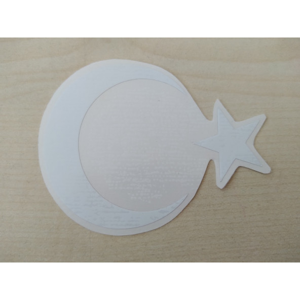 AY YILDIZ STİCKER BEYAZ 8x6cm TÜRK BAYRAĞI STİCKER - AYYILDIZ ETİKETİ - TÜRK BAYRAĞI ÇIKARTMASI ürün görseli 1