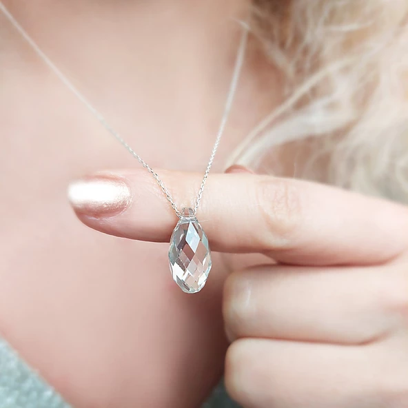 Kadın 925 Ayar Gümüş Swarovski Taşlı Kolye ürün görseli 1