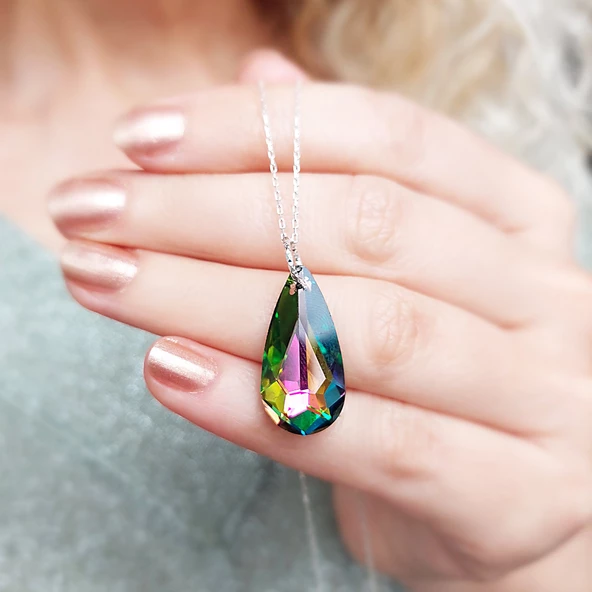 Kadın 925 Ayar Gümüş Mistik Swarovski Taşlı Kolye ürün görseli 1