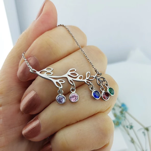 Vaoov 925 Ayar Gümüş Renkli Taşlı Kolye ürün görseli 1