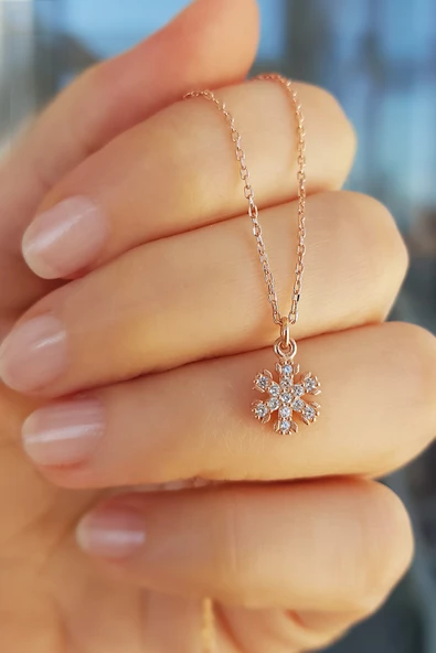 925 Ayar Gümüş Kar Tanesi Kolye ürün görseli 1
