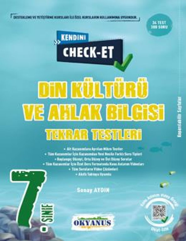 Okyanus 7.Sınıf Kendini Check - Et Din Kültürü Ve ahlak bilgisi Tekrar Testleri ürün görseli 1