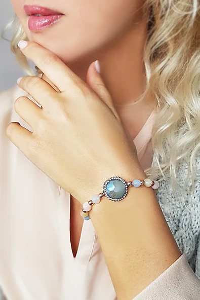 Labradorit ve Quartz Taşlı Gümüş Bileklik ürün görseli 1
