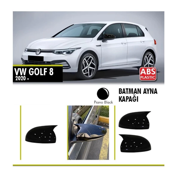 Volkswagen Golf 8 Yarasa Batman Ayna Kapağı 2020 üzeri Parlak Siyah ürün görseli 1