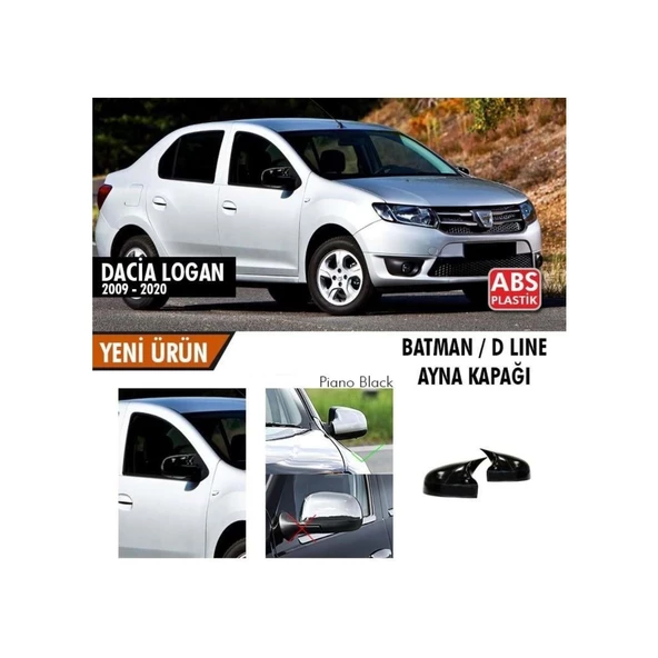 Dacia Logan 2009-2020 Batman Yarasa Ayna Kapağı Piano Black Abs Plastik ürün görseli 1