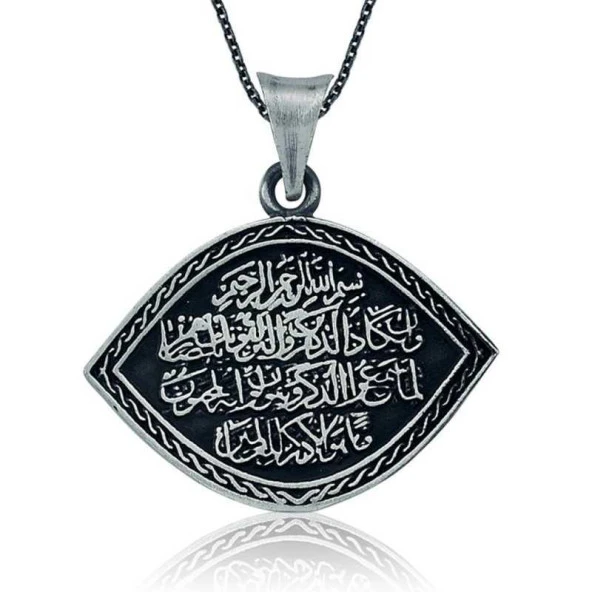 Gümüş Nazar Duası Bayan Kolye - Resim 2