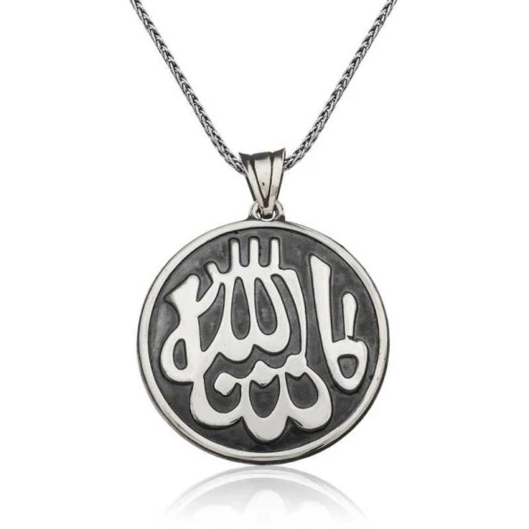 Gümüş Maşallah Yazılı Kolye - Resim 2