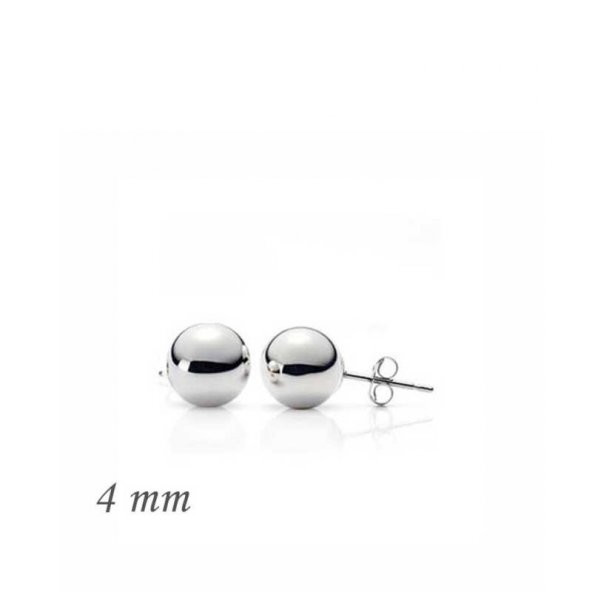 Gümüş Top Küpe - 4 mm - Resim 2