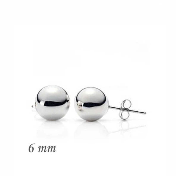 Gümüş Top Küpe - 6 mm ürün görseli 1