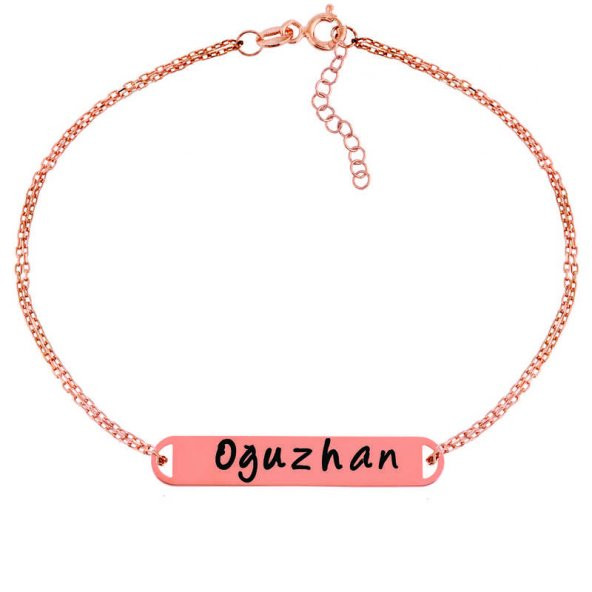 Gümüş Rose Kişiye Özel İsimli Bayan Bileklik ürün görseli 1