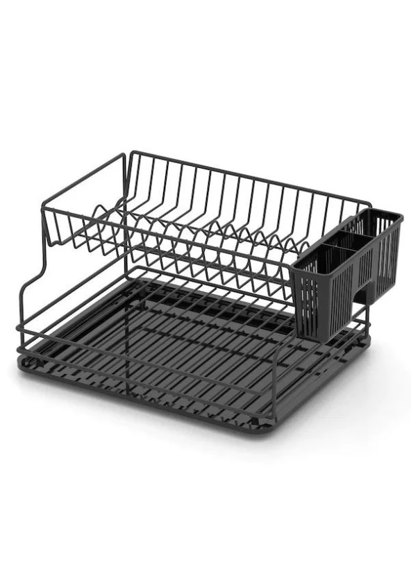 Geseus Home İki Katlı Tabaklık Bulaşıklık Krom Siyah KB005s ürün görseli 1