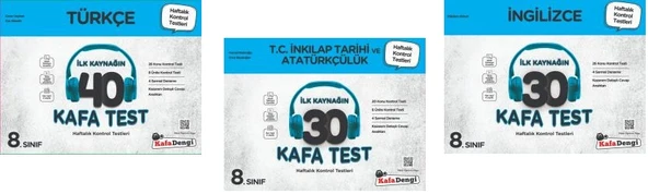 Kafadengi 2025 8. Sınıf Lgs Türkçe + İngilizce + İnkılap Kafa Test Seti 3 Kitap ürün görseli 1