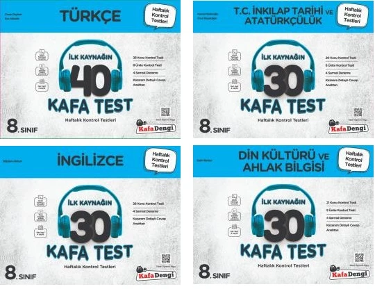 Kafadengi 2025 8. Sınıf Lgs Türkçe + İngilizce + İnkılap + Din Kafa Test Seti 4 Kitap ürün görseli 1