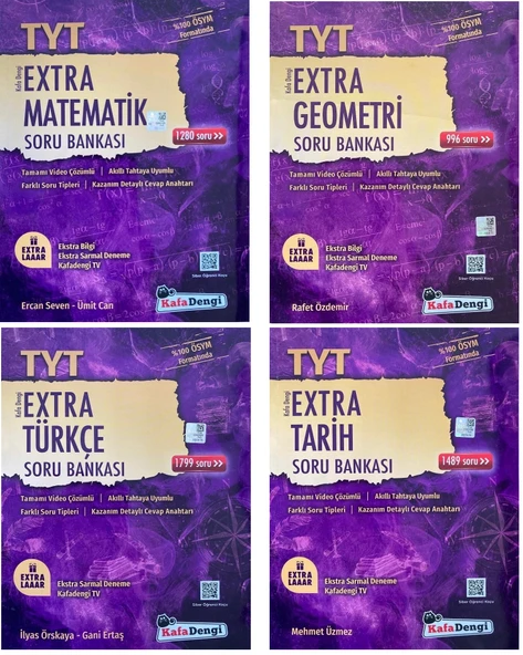 Kafadengi 2025 Tyt Matematik + Geometri + Türkçe + Tarih Extra Soru Seti 4 Kitap ürün görseli 1