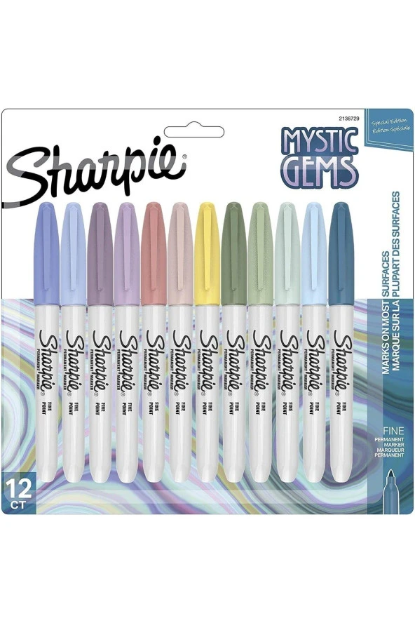 Sharpie Fine Permanent Markör Mystic Gems 12 Renk Blister ürün görseli 1