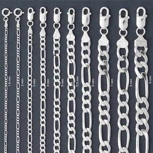 2.10 mm Gümüş Figaro Zincir - 0.60 mikron ürün görseli 1