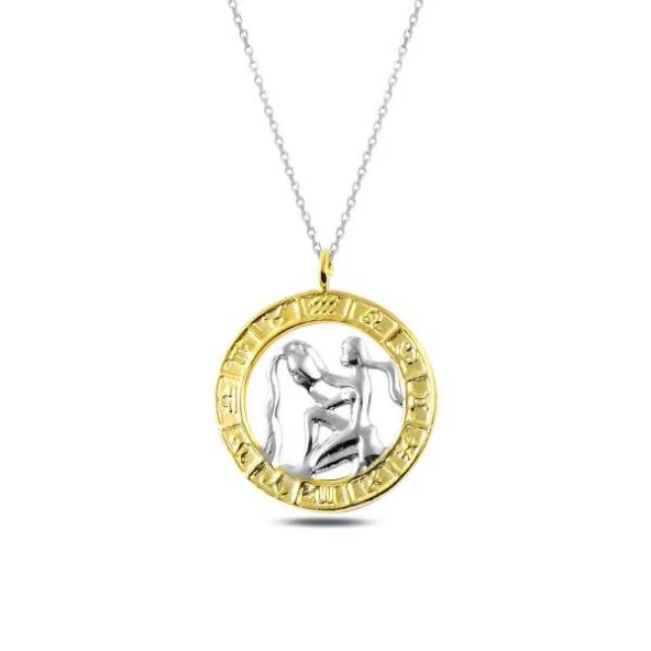 ​Gümüş Gold Kova Burcu Kolye ürün görseli 1