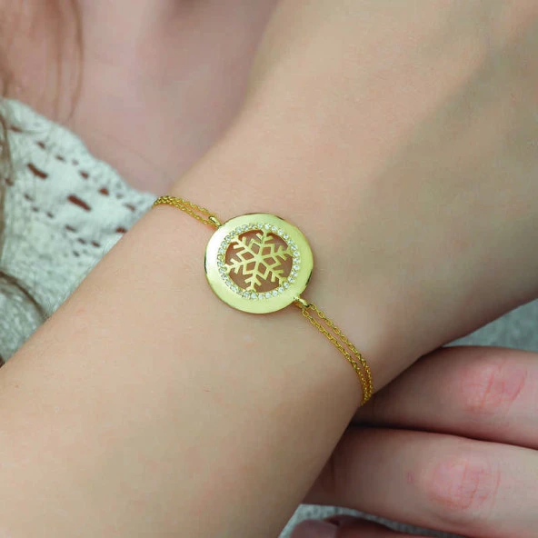 Gümüş Gold Kar Tanesi Bayan Bileklik ürün görseli 1