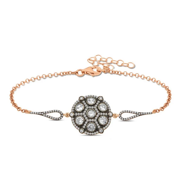 Gümüş Rose Elmas Montür Bileklik - Resim 4