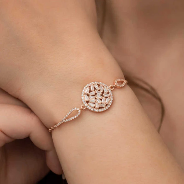 Gümüş Rose Baget Taşlı Bileklik - Resim 3