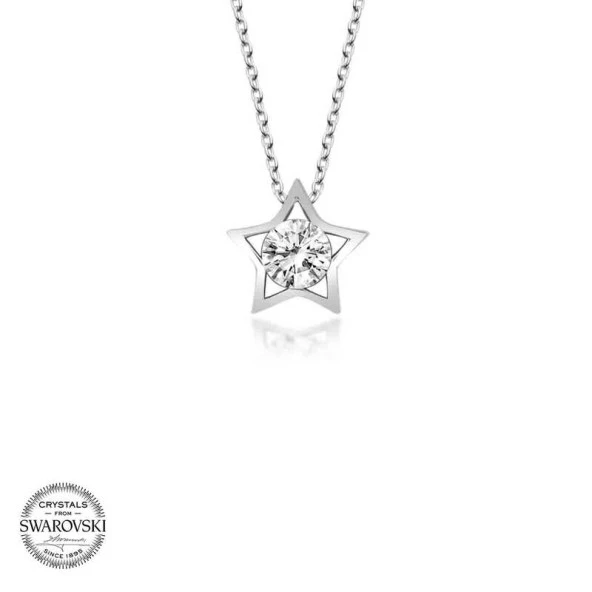 Swarovski Taşlı Gümüş Yıldız Bayan Kolye - Resim 2