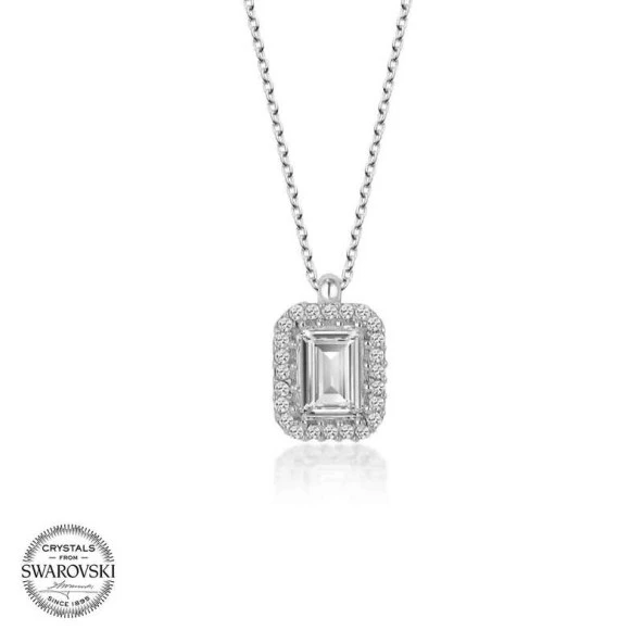 Swarovski Taşlı Gümüş Baget Bayan Kolye - Resim 2