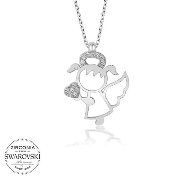 Swarovski Taşlı Gümüş Su Perisi Bayan Kolye - Resim 2