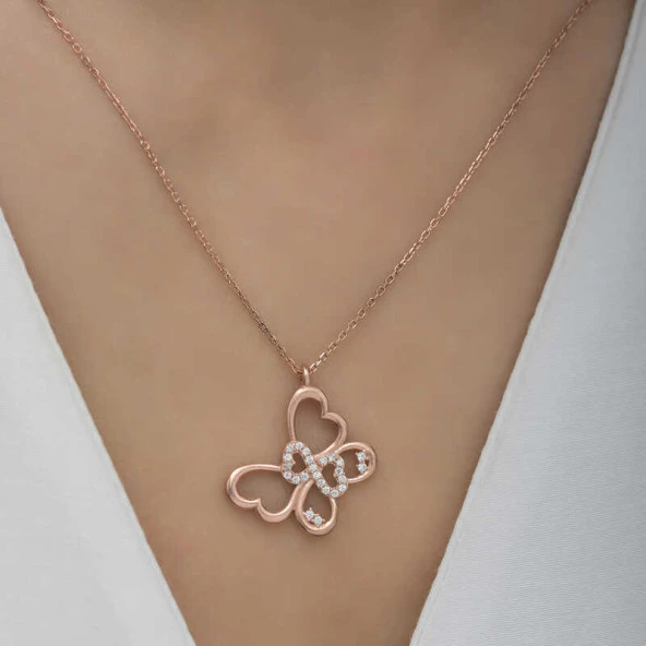 Gümüş Rose Sonsuzluk Kelebek Kadın Kolye ürün görseli 1