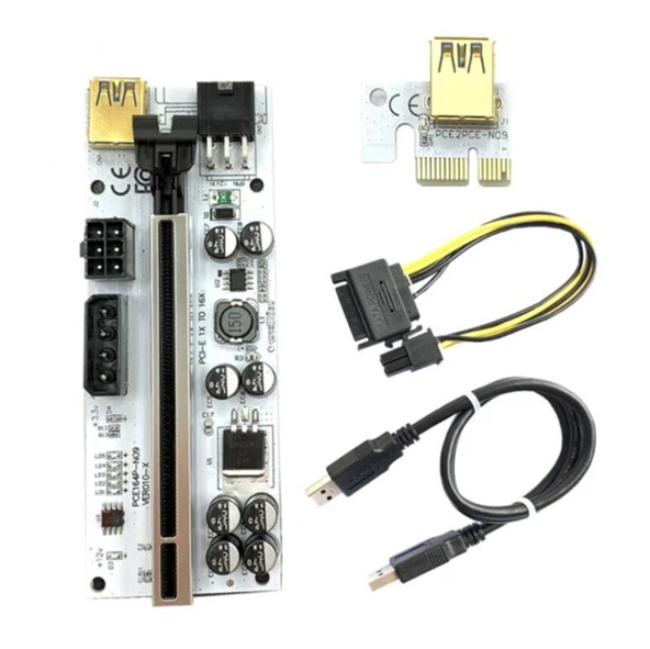 OEM Riser V010-X 8 Kapasitörlü V10 Yükseltici PCI-E X1 to X16 Mining ürün görseli 1
