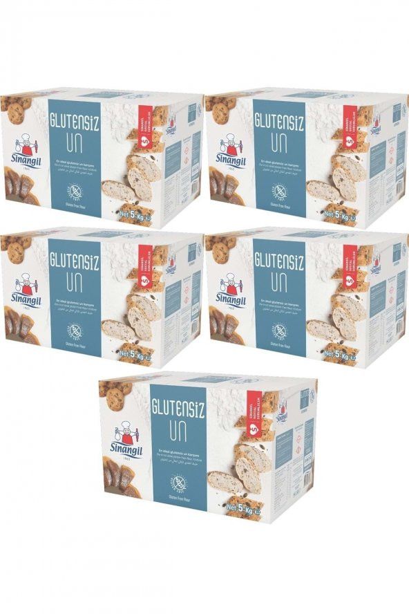 Sinangil Glutensiz Un 5kg 5000gr Kutu Çölyak Diyetine Uygun 5 Li Set ürün görseli 1