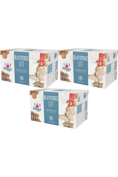 Sinangil Glutensiz Un 15kg (15000GR) Kutu Çölyak Diyetine Uygun (3PK*5KG) ürün görseli 1