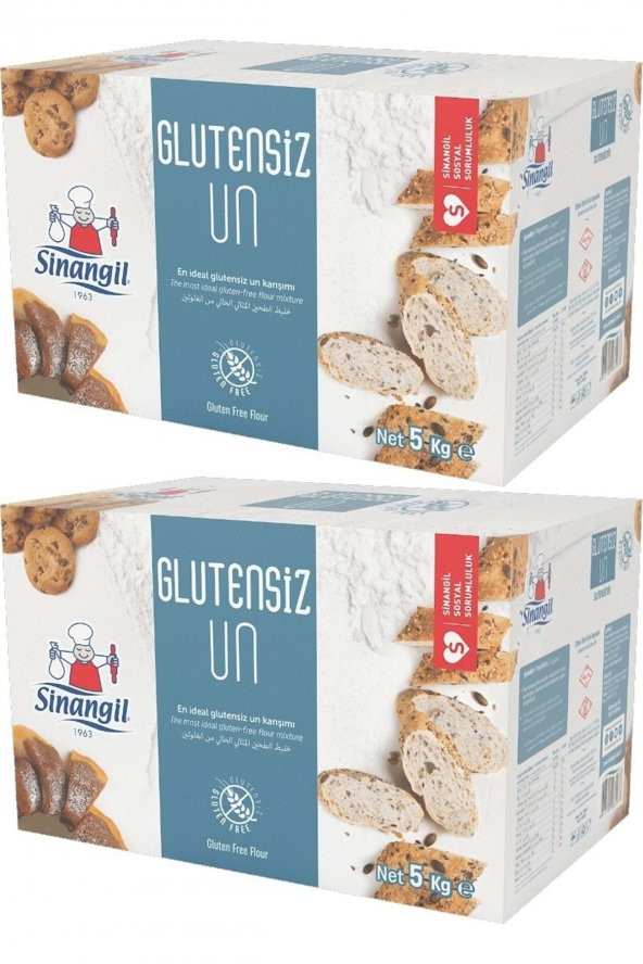 Sinangil Glutensiz Un 5kg (5000gr) Kutu Çölyak Diyetine Uygun (2 Li Set) ürün görseli 1