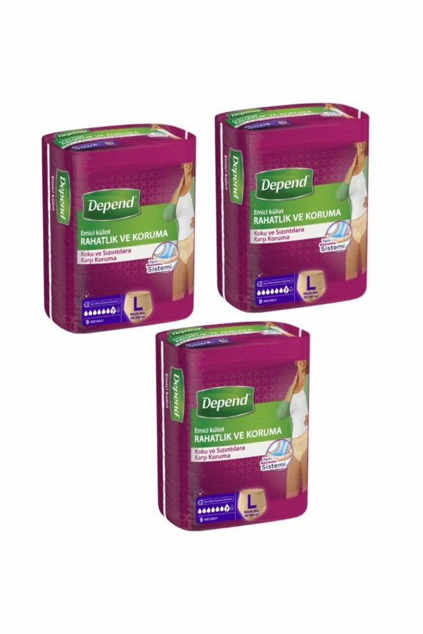 Depend Emici Külot 9'lu Büyük Boy Kadın - 3'lü Paket ürün görseli 1