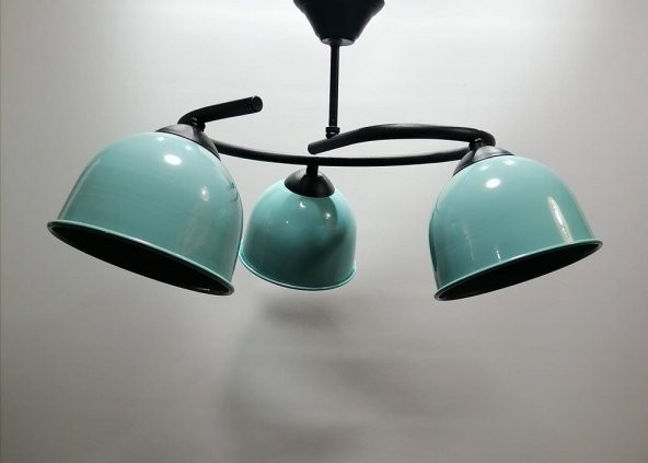 mylights  üçlü turkuaz  başlılı metal avize  rustik vintage avize ürün görseli 1