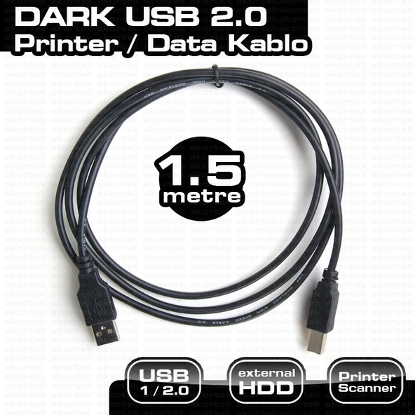 DARK USB 2.0 1.5m Printer ve Data Kablosu (B-Tip) DK-CB-USB2PRNL150 ürün görseli 1