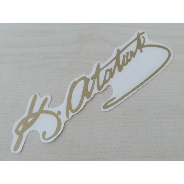 K. ATATÜRK STİCKER Gold 12,5x3,5cm ATATÜRK İMZASI STİCKER, ATATÜRK ETİKETİ, ATATÜRK ÇIKARTMASI ürün görseli 1