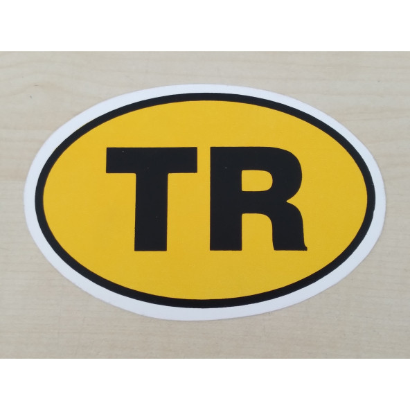 TR STİCKER 13x8,5cm Sarı OVAL TR YAZISI, TR ETİKETİ, TR ÇIKARTMASI ürün görseli 1