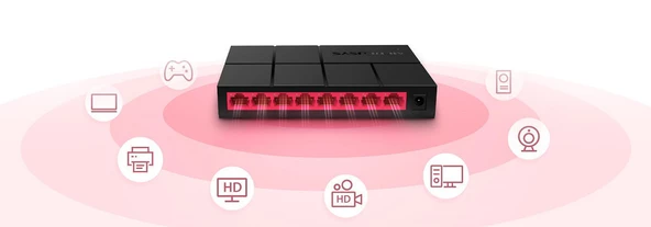 TP-LINK MERCUSYS MS108G 8 PORT 10/100/1000 MASAÜSTÜ SWITCH (YÖNETİLEMEZ) ürün görseli 1