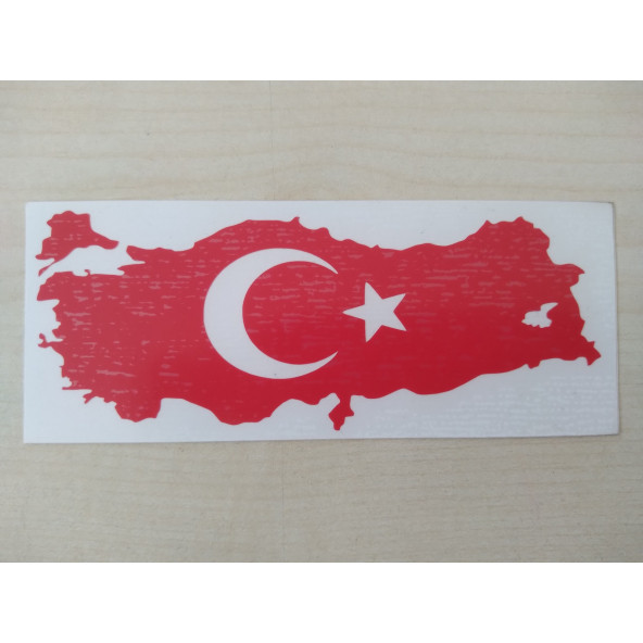 TÜRKİYE HARİTASI STİCKER 12x5cm TÜRK BAYRAĞI STİCKER - AYYILDIZ ÇIKARTMASI, AY YILDIZ ETİKETİ ürün görseli 1