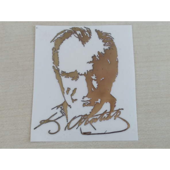 K. ATATÜRK STİCKER GOLD 6x4.5cm METALİK ATATÜRK SİLÜETİ STİCKER, ATATÜRK ETİKETİ, ATATÜRK ÇIKARTMASI ürün görseli 1