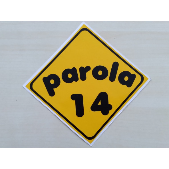 PLAKA 14 STİCKER SARI 11x11cm BOLU PLAKA STİCKER, PAROLA 14 PLAKA ETİKETİ, 14 PLAKA ÇIKARTMASI ürün görseli 1